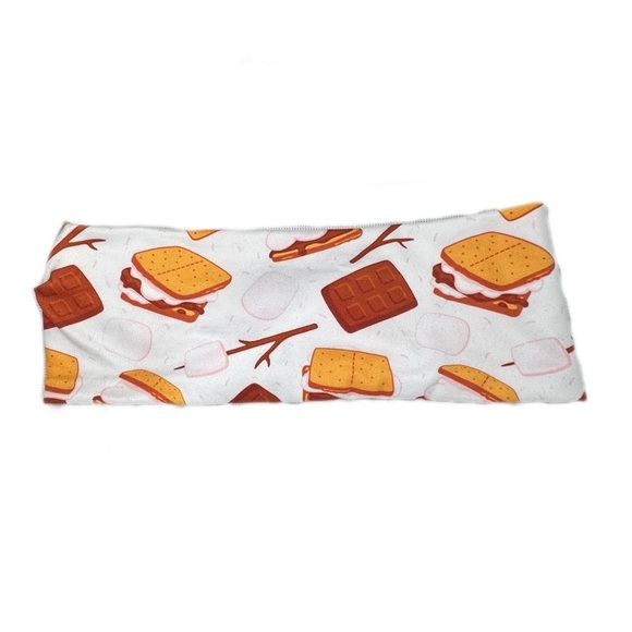 Hand Crafted Accessories - Smore headband handmade stretchy marshmallow and chocolate twist in back